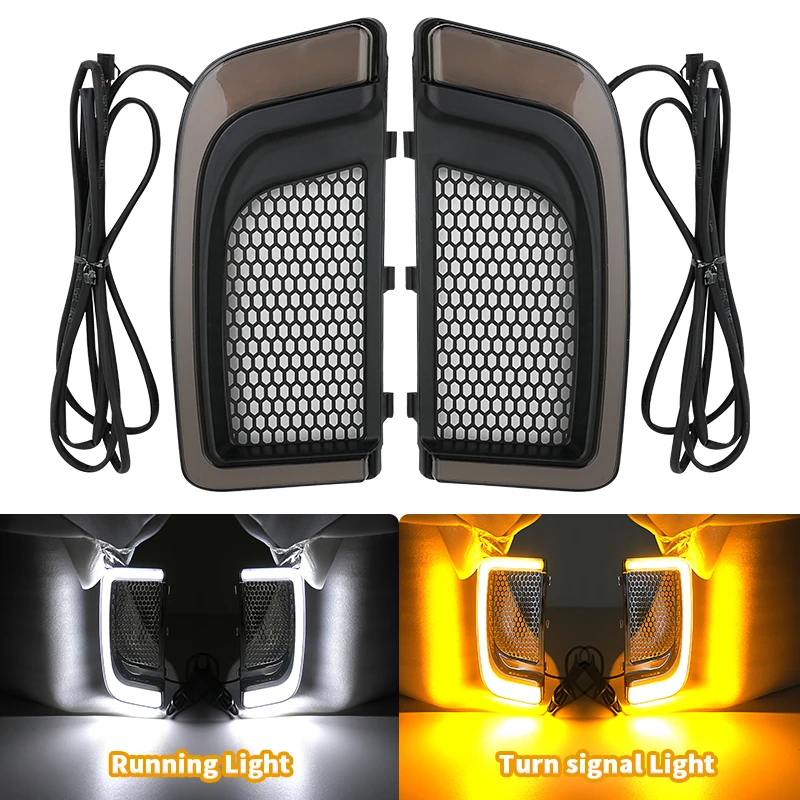 Motorcycle Fairing Lower Grills Turn Signals Light LED For Harley Touring Electra Glide Ultra Classic Street Glide 2014-2022