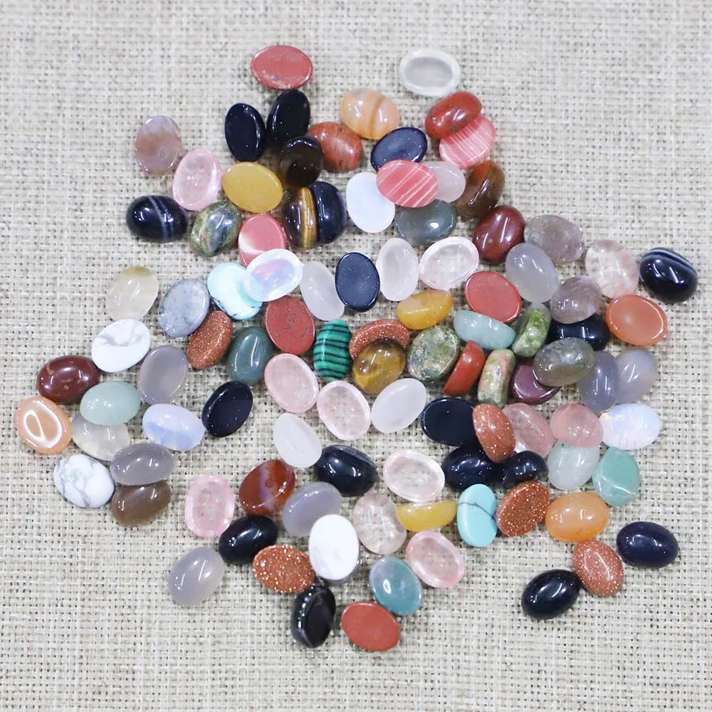 8*10MM Natural Stone CAB CABOCHON Oval Beads Denier Ring Surface Charm Handcrafted Ear Studs Jewelry Gift Making Wholesale 50Pcs