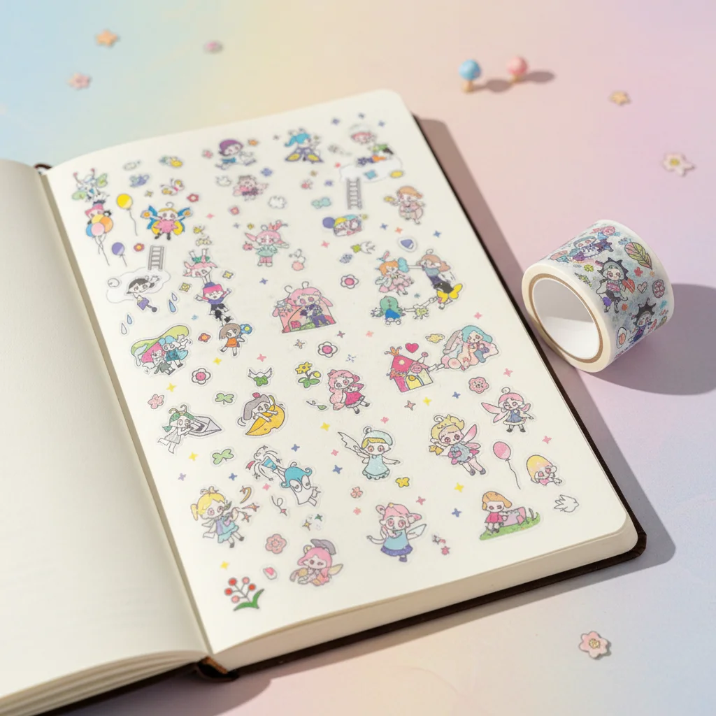 

Miniature Theme Washi Tape Cute Girly Style Glitter Decorative Sticker Roll For Journal Gift Wrapping