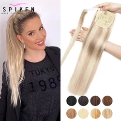 60-100 grams Blonde Human Hair Ponytail European Straight Wrap Around Clip In Pony Tail Machine Remy Hair 14-24 Inches