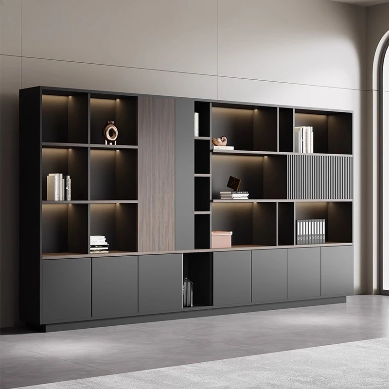 

Office Bookcase Boss Background File Cabinet Tall Book Shelf Wooden Data Cabinet Storage Drawers Locker Wall File Freestanding