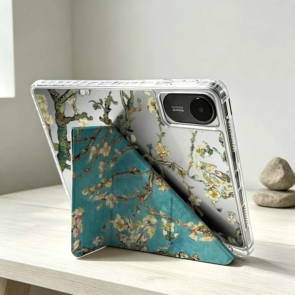 Art Apricot Blossom Pattern For Xiaomi Mi Pad 8 7 6 5 Pro Redmi Pad SE 2 Poco Pad Foldable 3Y Tablet Case Soft view 3