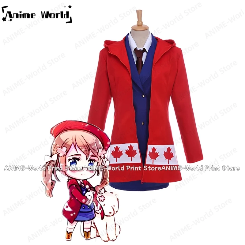 

《Custom Size》Anime Axis Powers Hetalia APH Canada Cosplay Costume Christmas Party Halloween Uniform