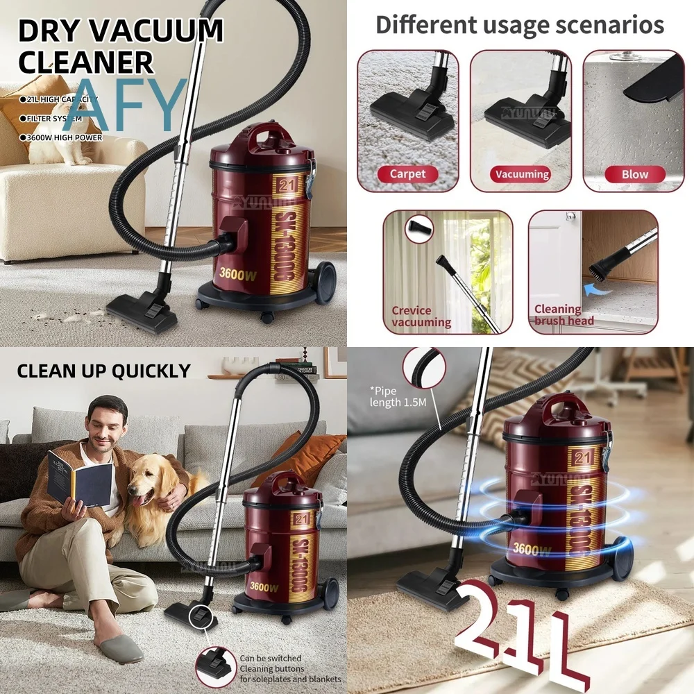 Handheld Vacuum Cleaner for SK-13006 High Power Dry Vacuum for Home Use 21L Large Capacity Suction Cordless Lightweight