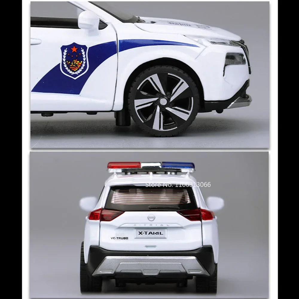 1:32 Nissan X-TRAIL modelos juguetes coches de policía aleación 6 puertas abiertas vehículos en miniatura rueda tirar hacia atrás coche juguete regalos del Día de los niños