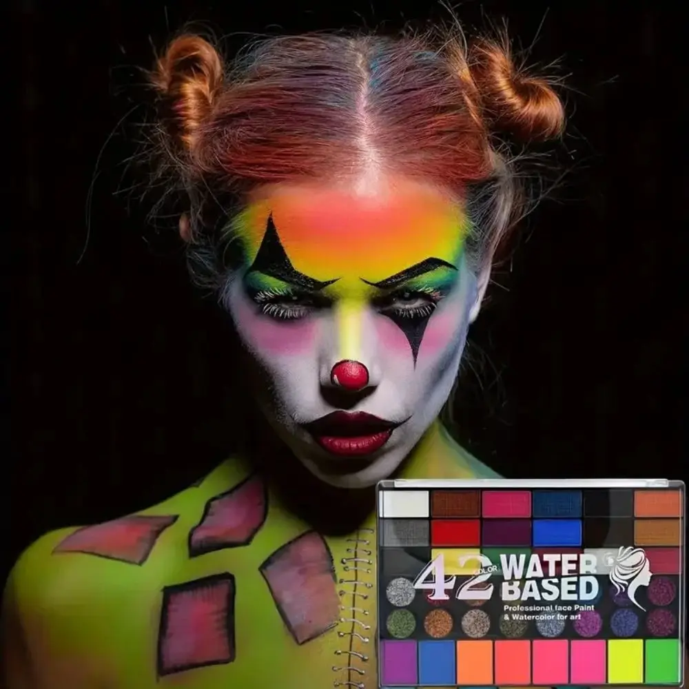 Kit de pintura facial corporal multicolorida, maquiagem colorida, arte corporal, palhaço, lavável, paleta de pintura facial, festa