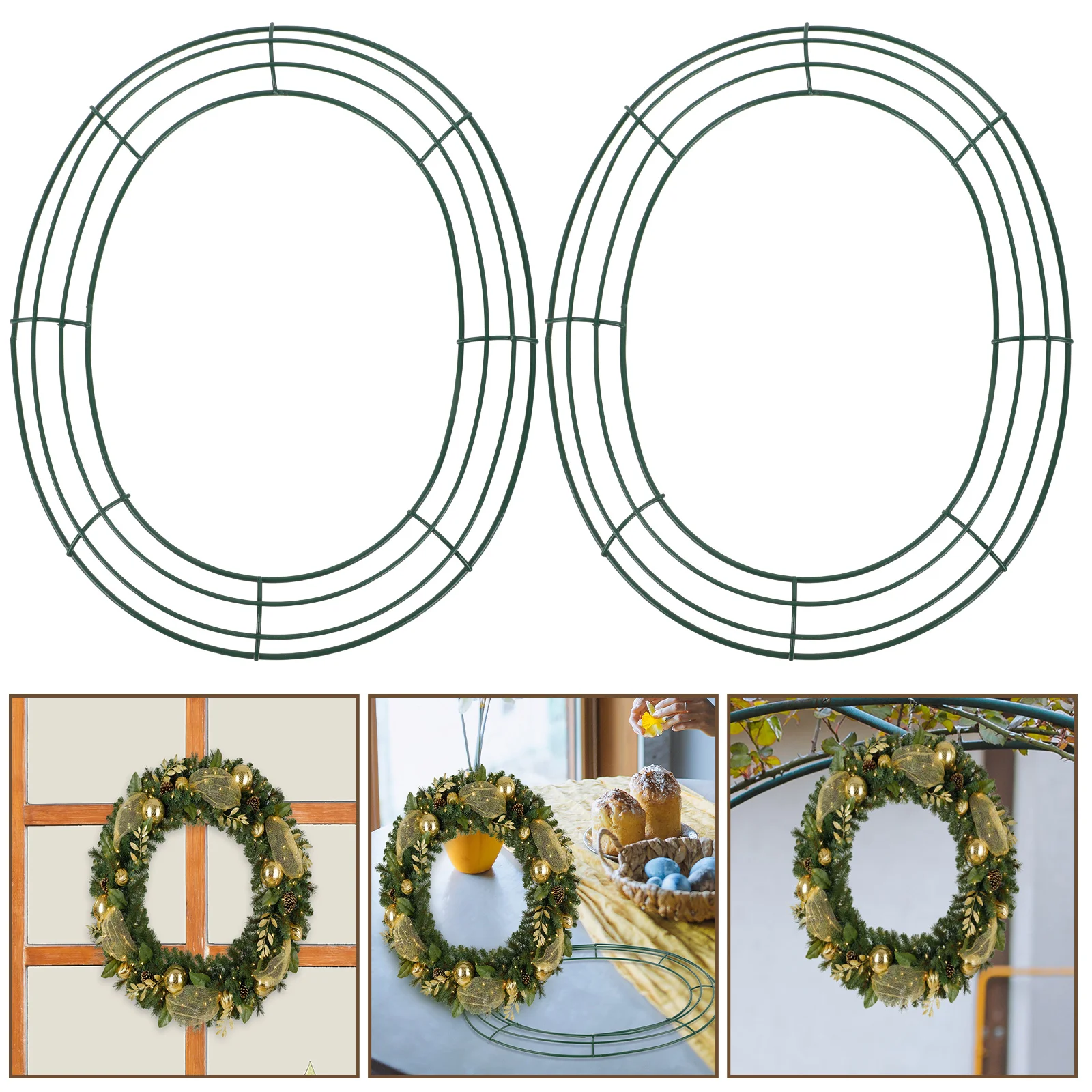 

2 Pcs Iron Wreath Frame Shaped Garland Hoop Easter Home Decorations Sturdy Smooth Holiday Wreath Making Supplies