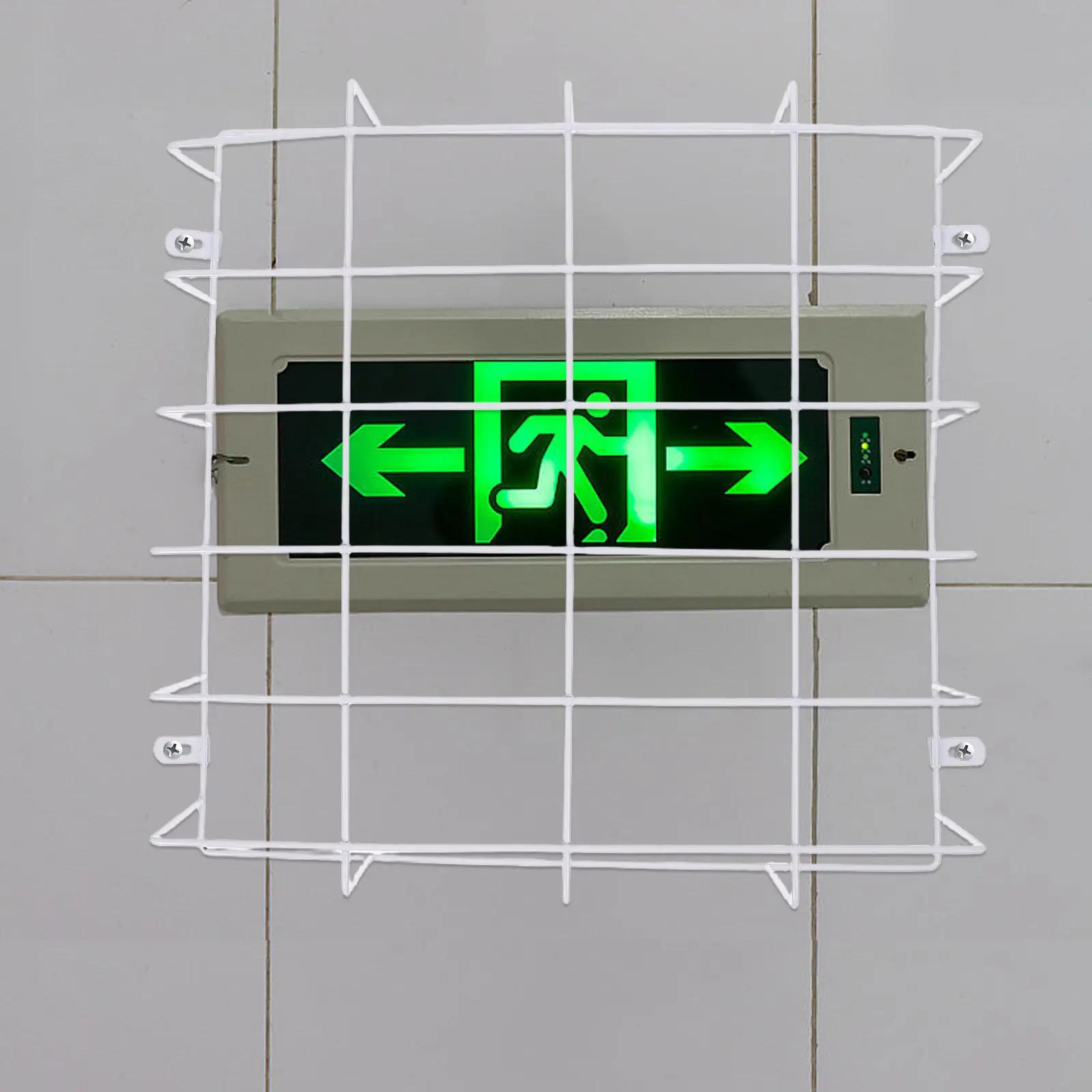 emergency-exit-light-protective-cage-steel-wire-guard-wall-mounted-damage-stopper-safety-shield-for-exit-sign-lights