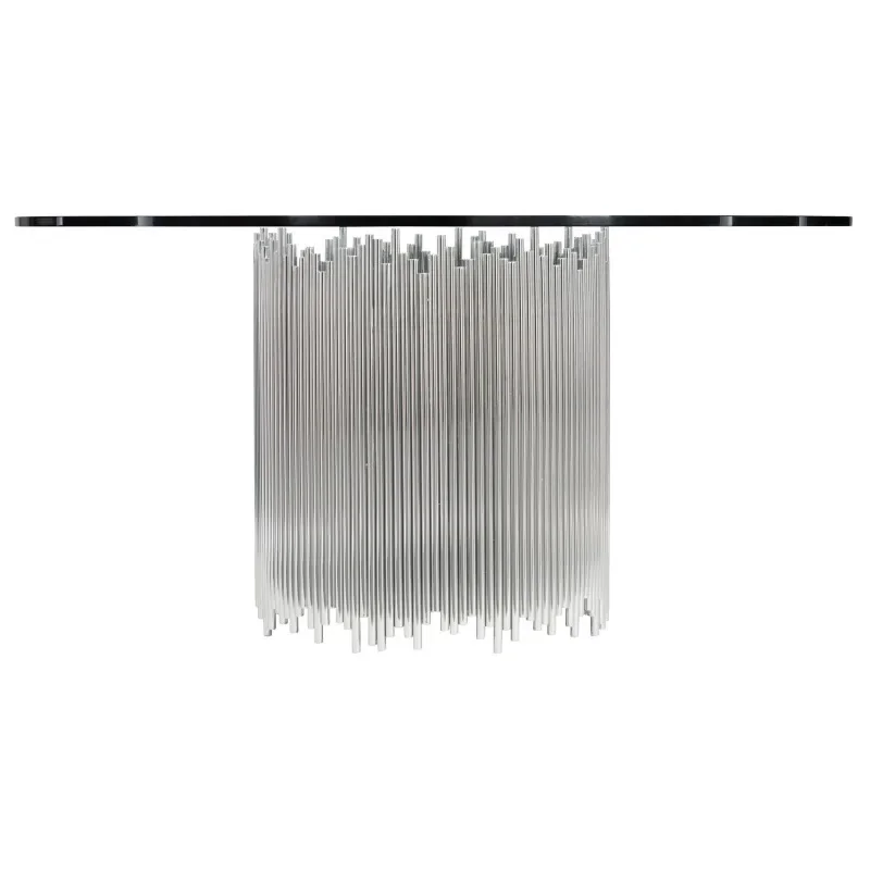 

American modern light luxury stainless steel dining table/soft decoration design/villa/hotel/model room/high-end dining table