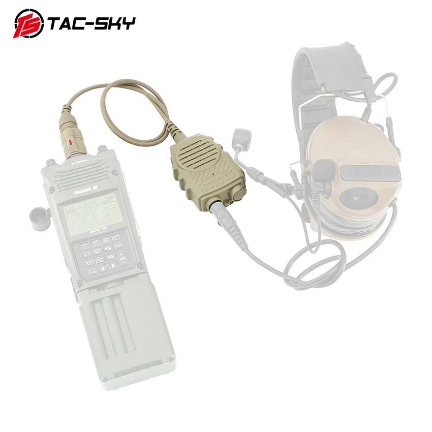

TS TAC-SKY Tactical 6-pin Speaker Microphone with 3.5mm & 7.0mm Jack for Tactical Headset for PRC152 PRC148 PRC163 Walkie-talkie