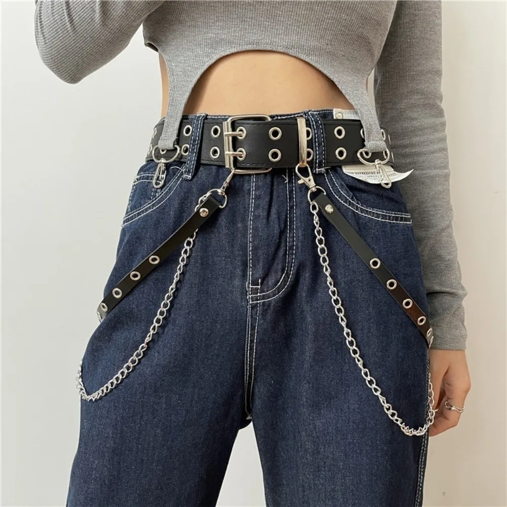 قابل للتعديل JK المرأة حزام الخصر الهيب هوب القوطية بولي Leather حزام جلد حزام الكتف انفصال تنورة حزام ملهى ليلي