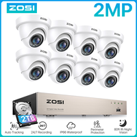 ZOSI 8CH 1080P Wired Security Camera System H.265+ 8CH 5MP Lite HD CCTV DVR Recorder 2MP Indoor/Outdoor Dome Surveillance Camera