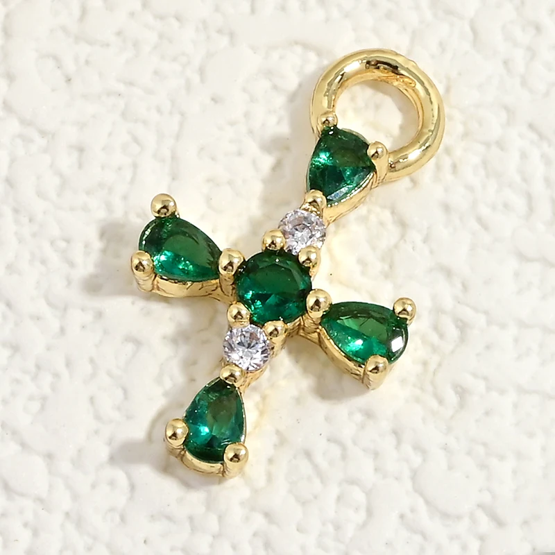 Exquisite Kompakte Kreuzförmige Anhänger, Vergoldet mit Zirkonia, Messing-Schmuckzubehör für DIY Handgemachte Ohrringe: VD2379 – Detail 7