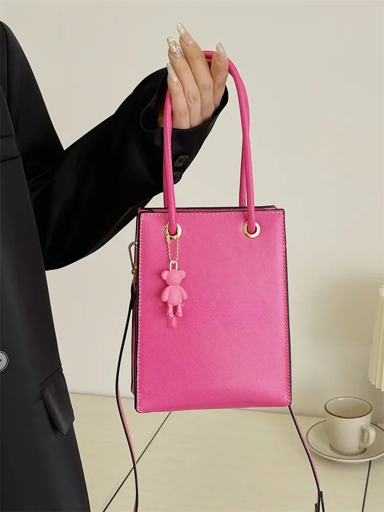 Bolso cuadrado pequeño para mujer, bandolera de hombro, informal, Color sólido, para teléfono móvil, 2024