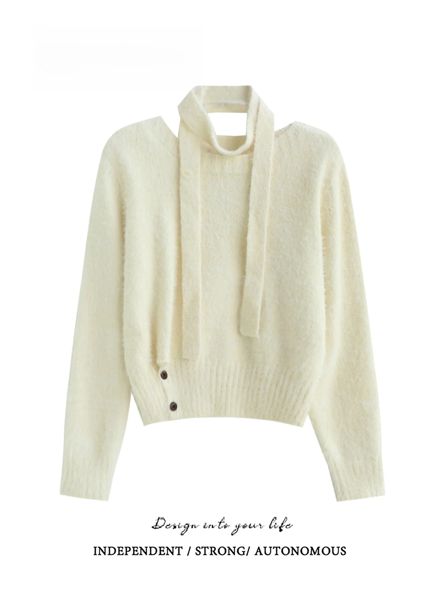 

Soft Warm Winter Sweater with Shawl Collar Long Sleeve round Neck Overhead Soft Fur Gentlewoman Style Fashionable Trendy
