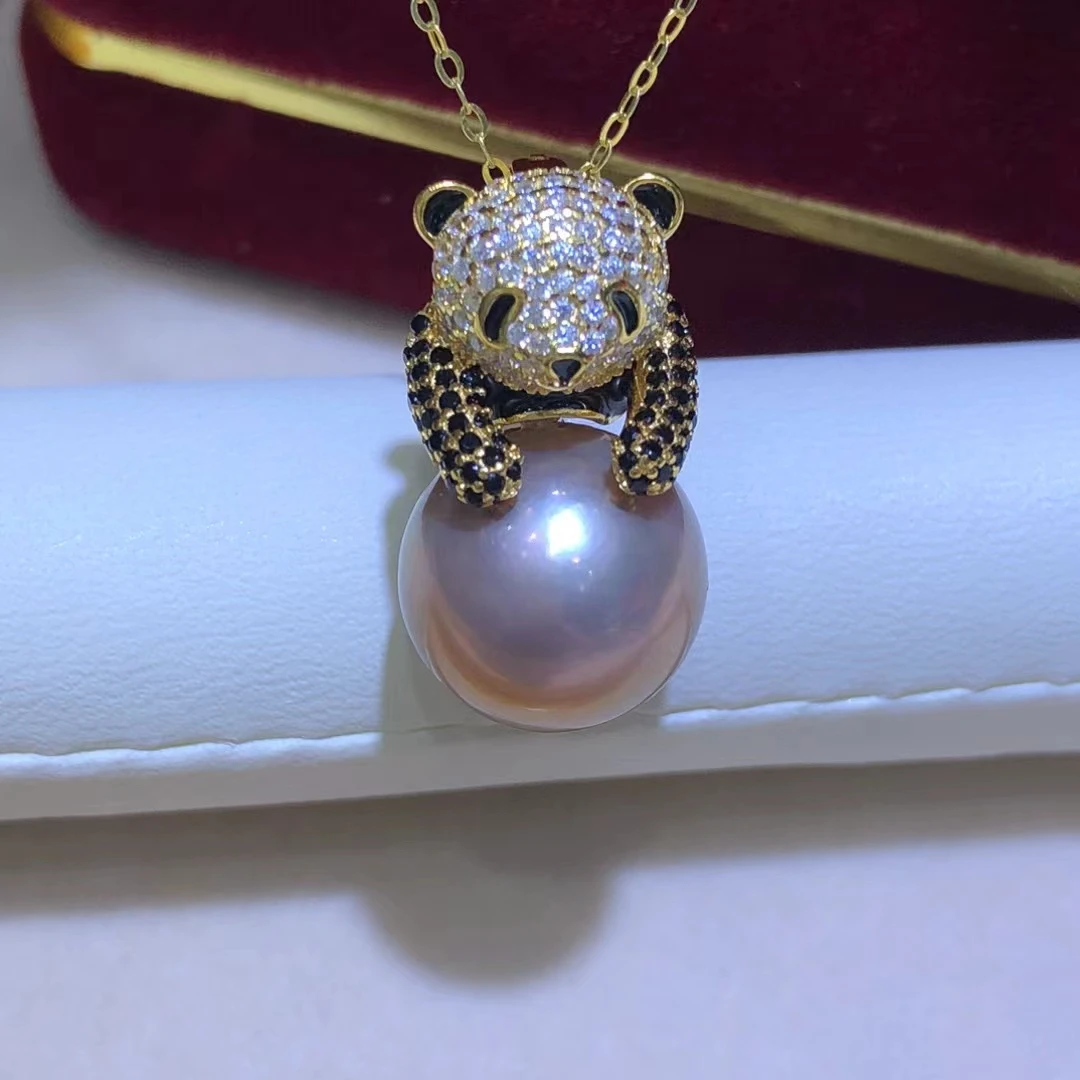 Panda Shape 925 Sterling Silver Pendant Mount Base Mountings Findings Parts Fittings Accessories for 12-13mm Pearls Beads