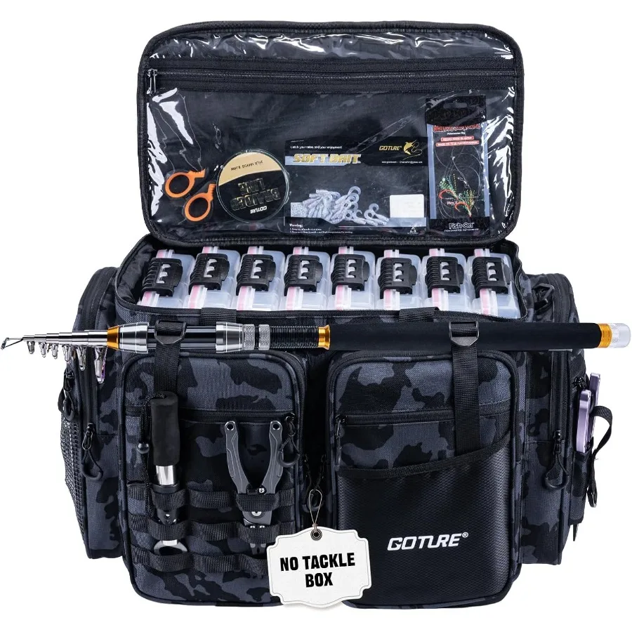 حقيبة معالجة كبيرة من Goture لتخزين صيد الأسماك في المياه المالحة بتصميم مقاوم للماء وجزء سفلي EVA يحمل ما يصل إلى 8 قطع 3700 Plus 4 قطع #1