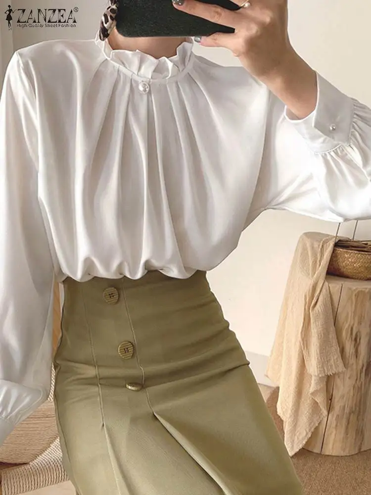 ZANZEA-بلوزة بأكمام طويلة للنساء ، ملابس علوية متينة أنيقة ، قميص عمل OL غير رسمي ، قميص للحفلات ، عطلة ، حجم كبير ، موضة #2
