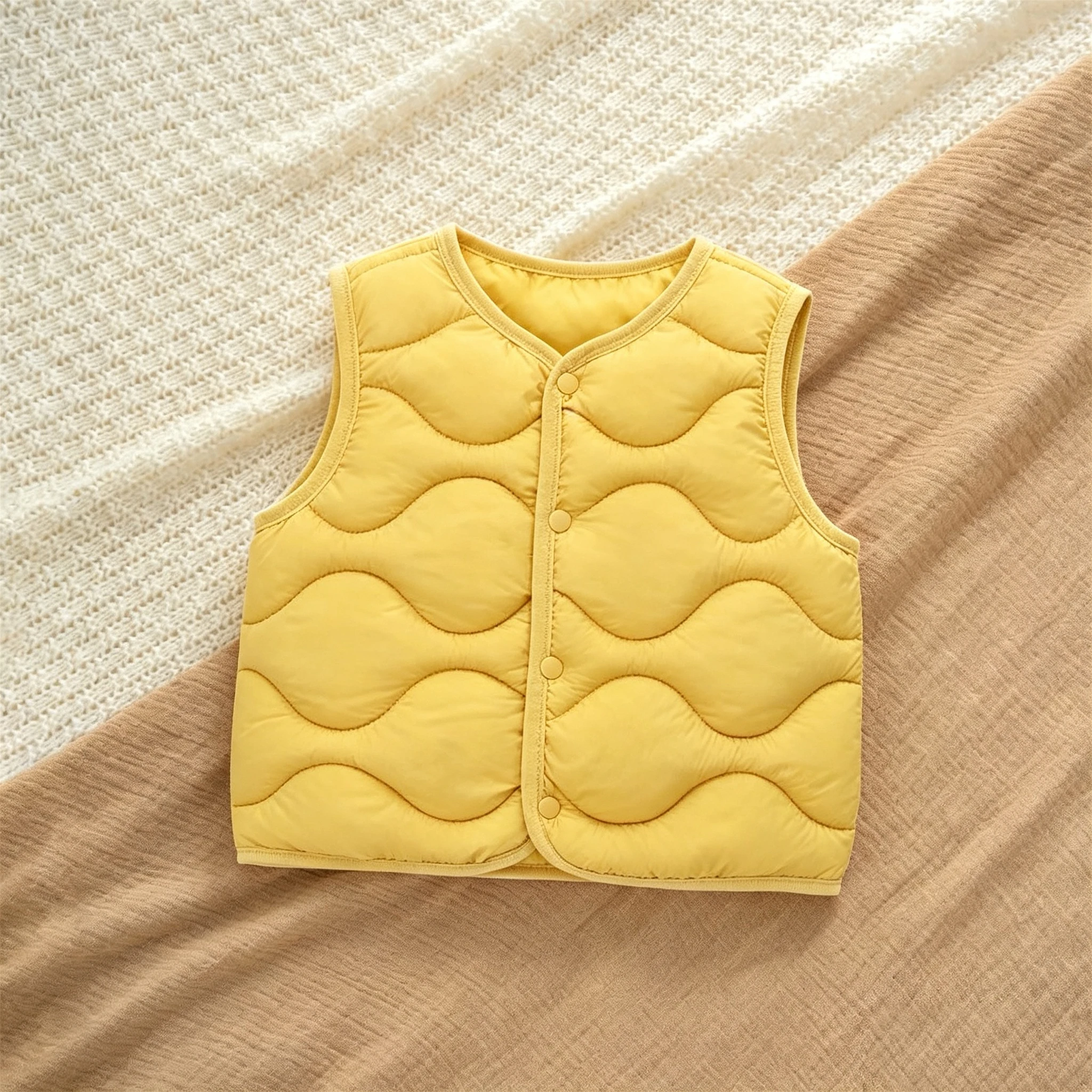 Herbst-Winter-Kinder-Baumwollwesten Einfarbig Schlichte Kinderkleidung Einfache Lässige Warme Baumwollwesten für Babys und Kinder – Detail 2