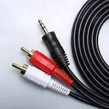 KCG AUX 3.5mm Audio Jack To 2-RCA Male Plugs, OFC High Grade Cable, 1.5 Metres