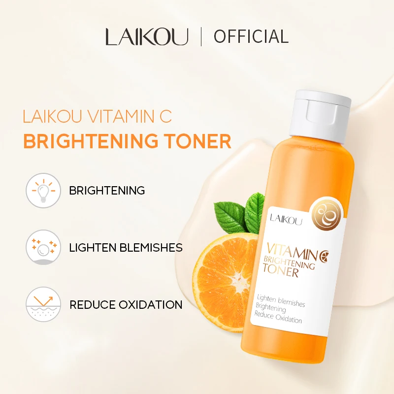 LAIKOU Vitamin C Brightening Toner 100ml Hydrating Skin Repair Treatment Tone Correcting Facial Essence Sakura Infused Formula