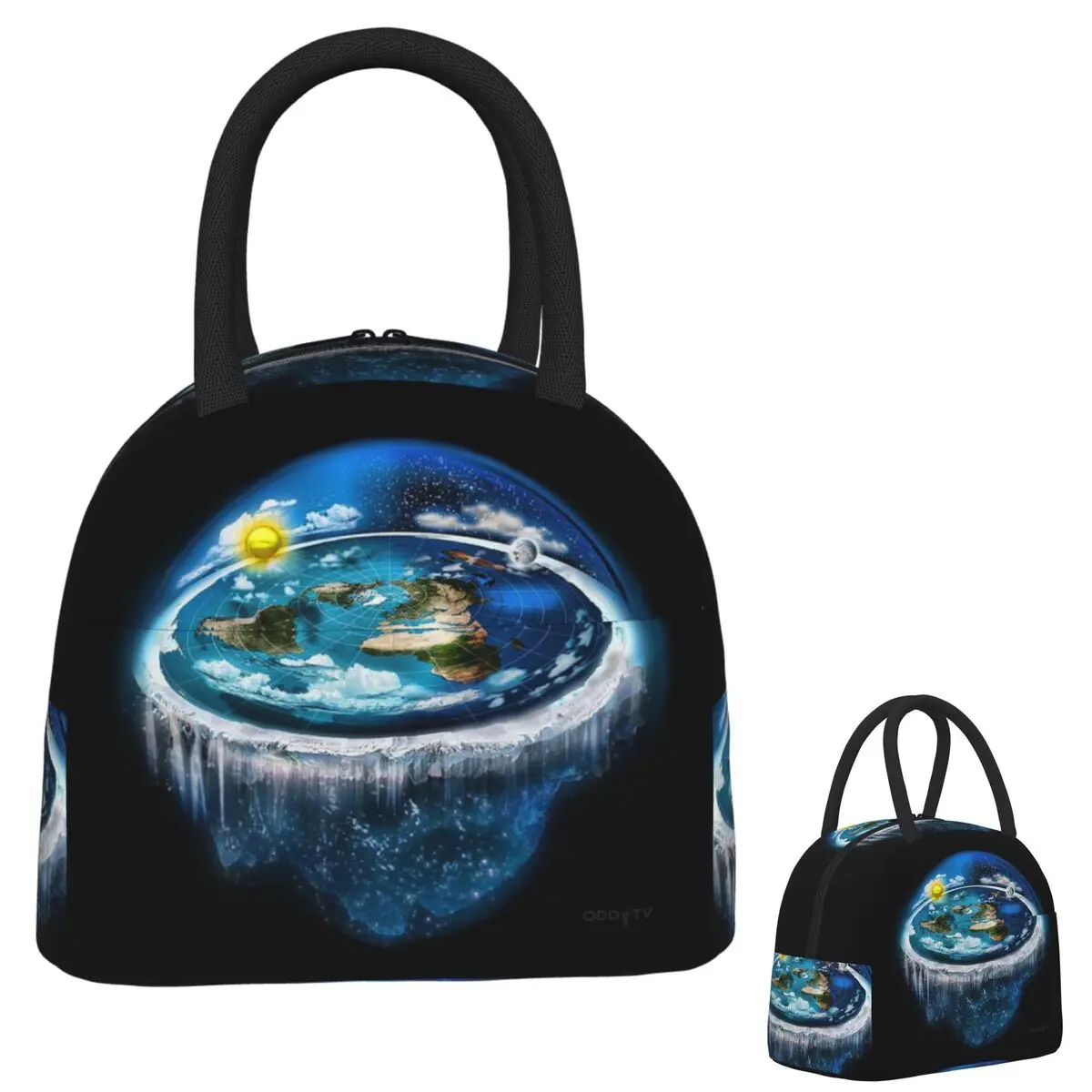 

Flat Earth With Dome Art Сумки для обеда Изолированная коробка для бенто Водонепроницаемая сумка для обеда Сумки для пикника Сумка-холодильник для женщин Студенческая работа
