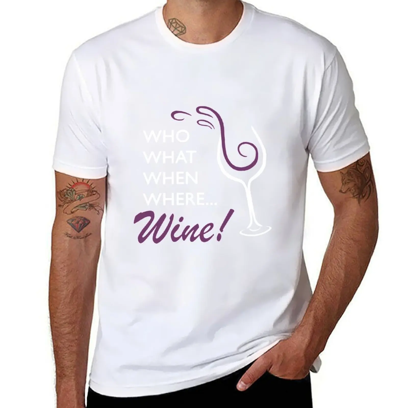 

Who What When Where Wine Chidis tshirt from The Good Place T-Shirt cotton t shirt pack T-Shirt