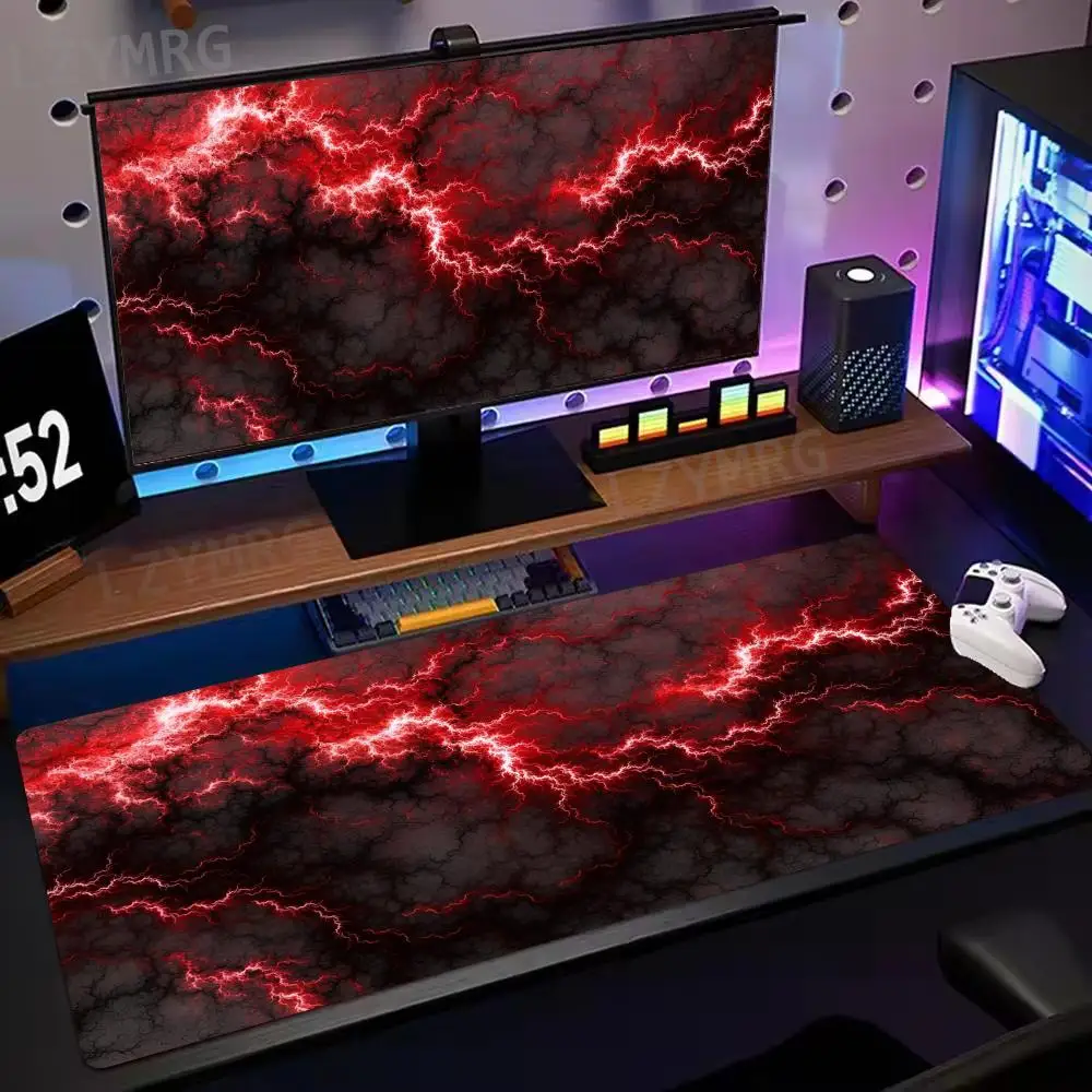 

Lightning Pattern Red & Black Mouse Pad Large Rubber Anti-slip Desk Accessories Mousepad for Office and Gamer Keyboard Decor Mat