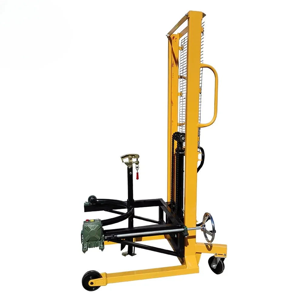 350kg drum carrier hydraulic manual oil drum mover lifter trolley lift 1m tilting drum stacker truck