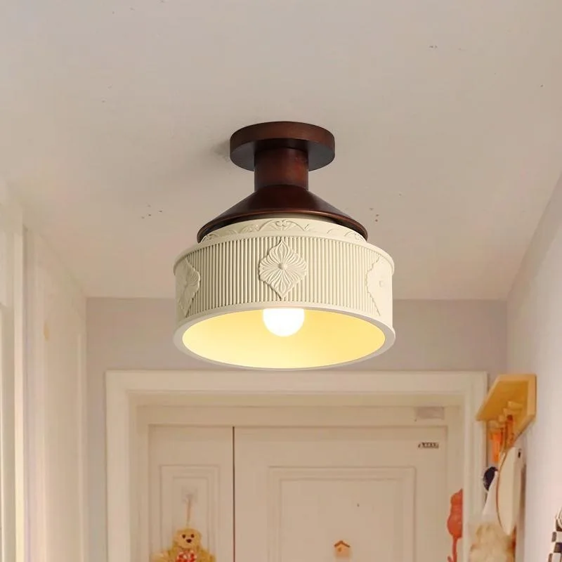 Mid Ancient Style Retro Resin Carving Ceiling Lamps Balcony Foyer Corridor Tea Room Homestay Corridor Interior LED Ceiling Light