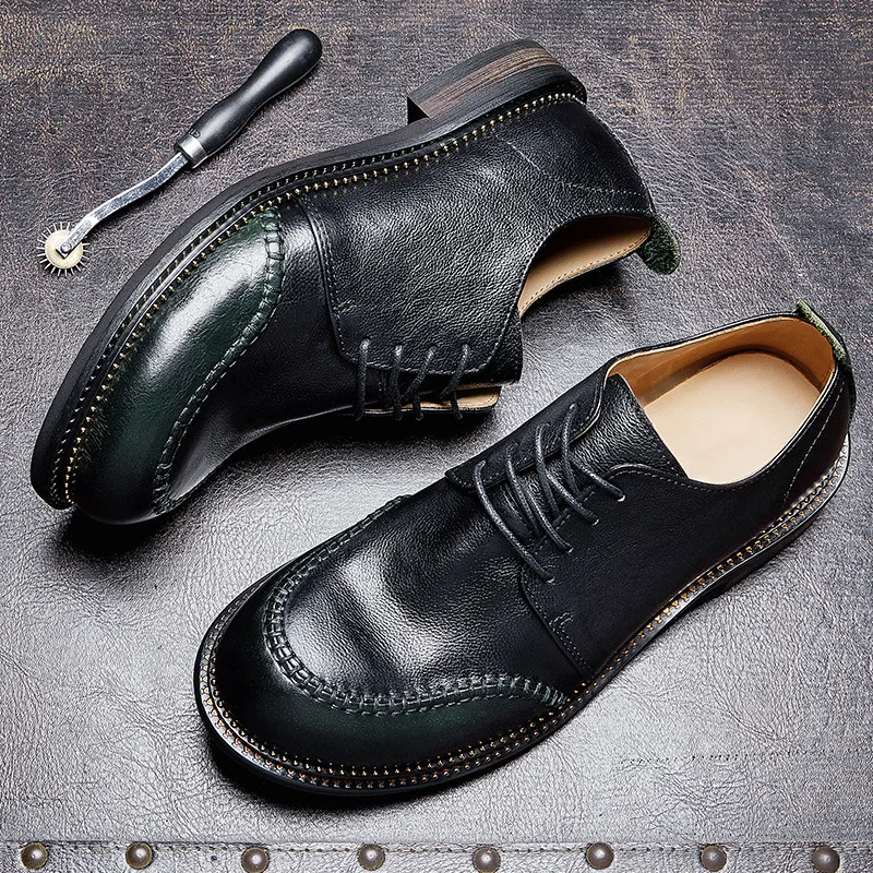 Autumn Men Thick Bottom Fashion High Quality Genuine Leather Shoes Men,Lace-Up Business Men Shoes,Men Dress Shoes,Summer Spring