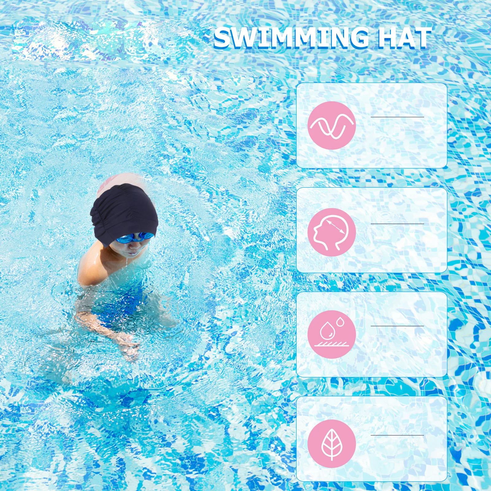 

Swimming Cap Pink Cap For Women Comfortable Non Slip Design Bath Hat for Women Girls Swim Hats Long Hair Swim Caps