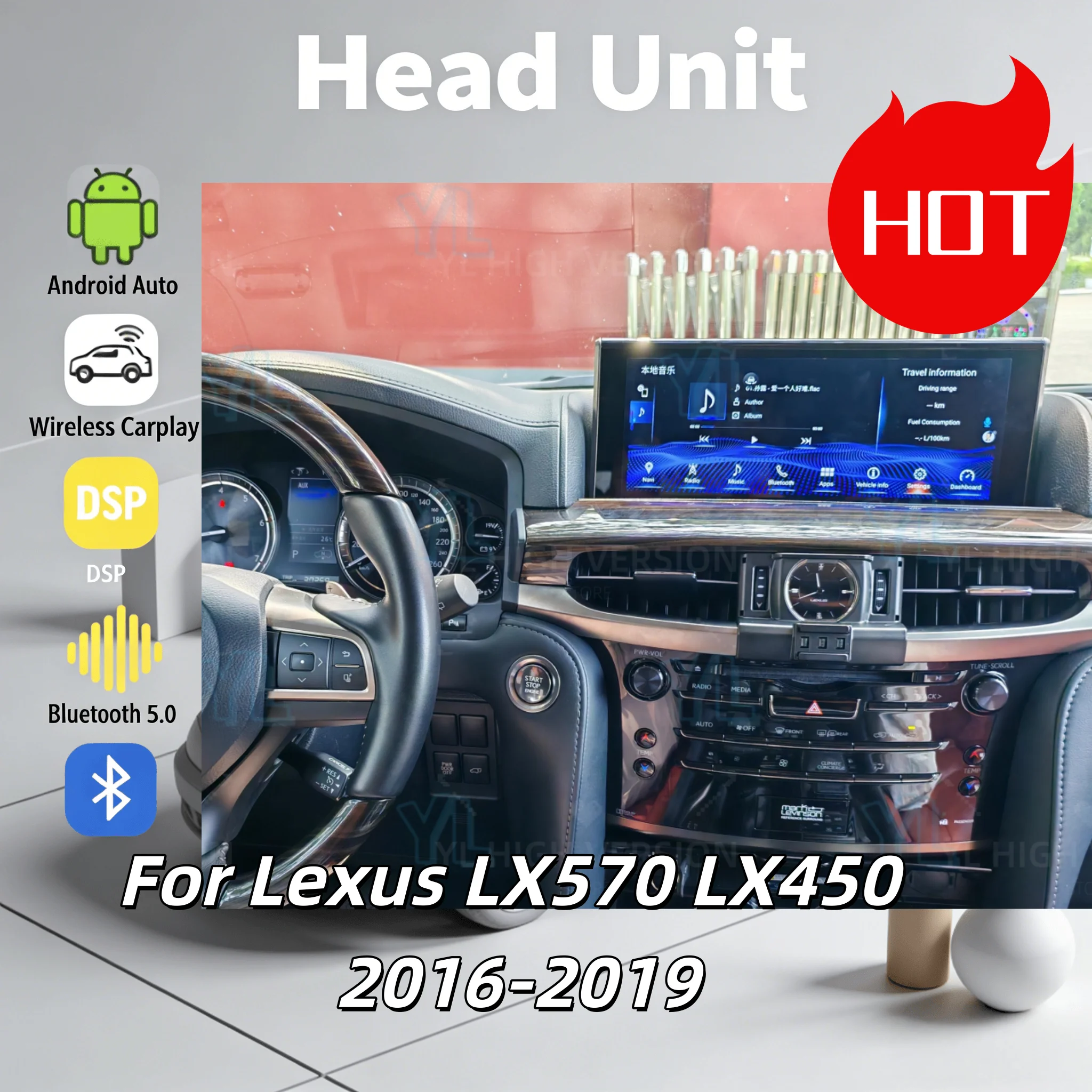 

Обновление автомобильного Android-экрана с сенсорным управлением для Lexus LX570 LX470 2016-2019, мультимедийный проигрыватель, автомобильное радио, CarPlay, Bluetooth 5.0