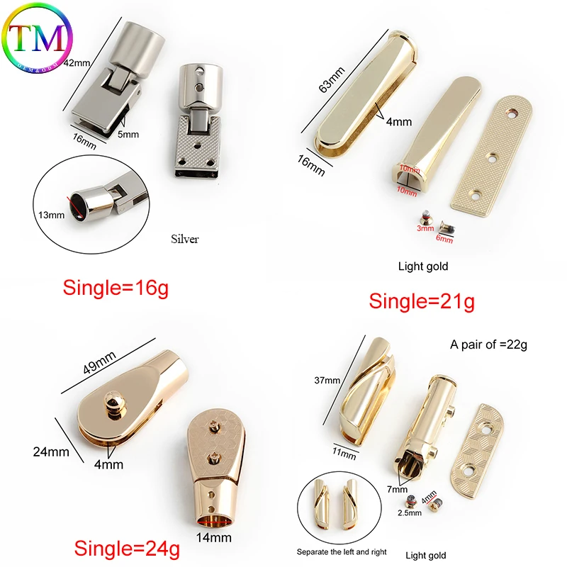 Metal Side Clip Buckle, Pendure Shackle Screw for Leather Handle, Shoulder Bag, Purse Strap, Buckle Link, Proteja os acessórios do conector