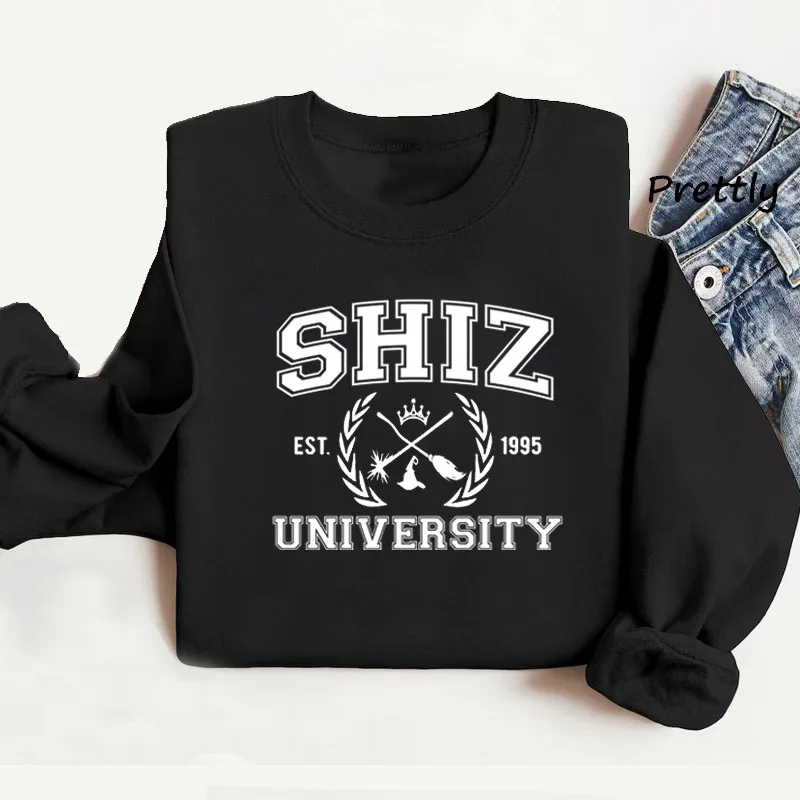 Shiz University College Sweatshirt Women Aesthetic Wicked The Musical Movie Graphic Hoodies Harajuku Pullover Sweat Clothing