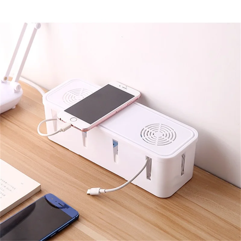 Power Strip Storage Boxes Socket Plug Outlet Bar Charge Cable Case Desktop Extension Cord Board Bin Holder Home Office Organizer