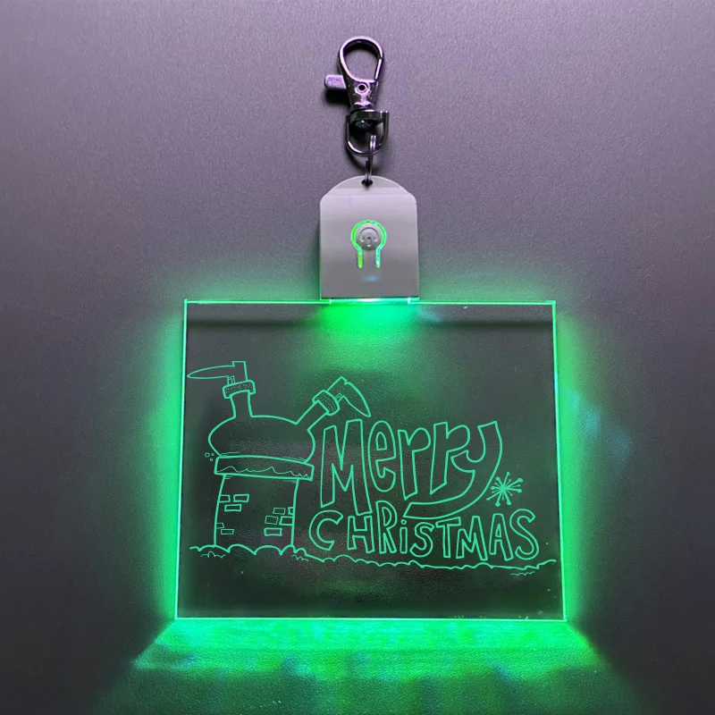 10pcs-Rechargeable LED Light Keychain Acrylic Ring Night Light USB Battery Power Laser engraving Keychain