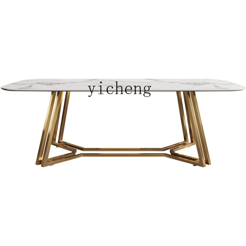 

ZK Marble Dining Tables and Chairs Set Post-Modern Light Luxury and Simplicity Table Small Apartment Rectangular