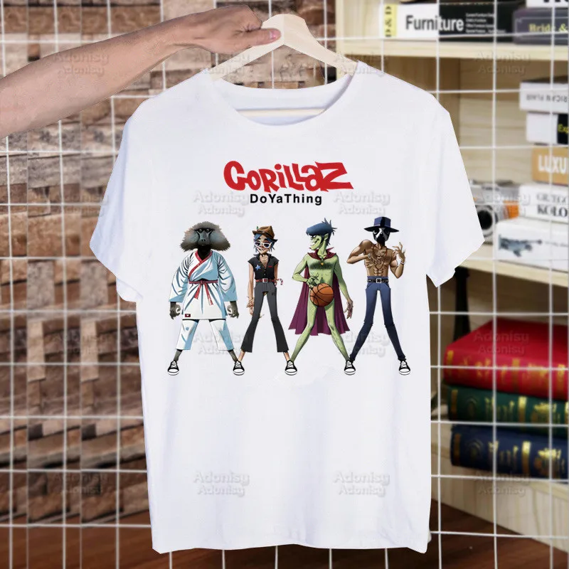 Gorillaz PUNK ROCK Cartoon Funny T Shirt Men New Casual Short Sleeve ChakaKhan Noodle Tshirt Homme Manga Unisex T-shirt Tees