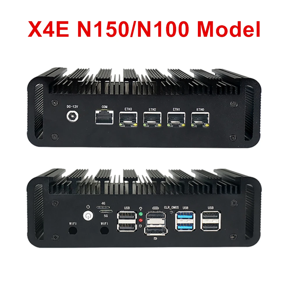 4x2.5G LAN Intel N100 N150 Firewall Mini PC Top Version i226-V N5105 Fanless Server Proxmox VPN Server pfSense OPNsense AES-NI