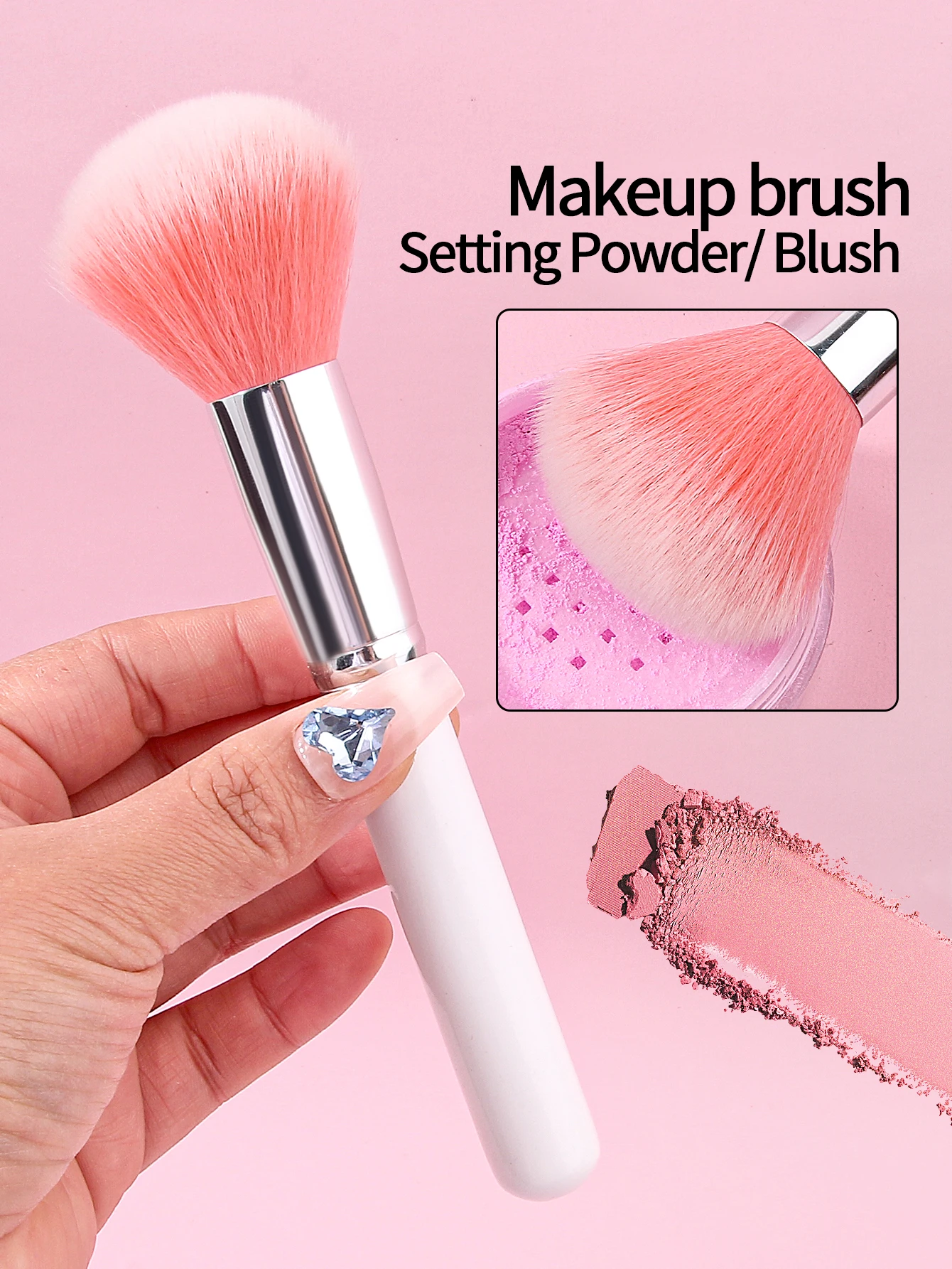 1 st roze blushborstel met hoog uiterlijk Gezichtscontourborstel multifunctionele make-upborstel make-uptool voor beginners