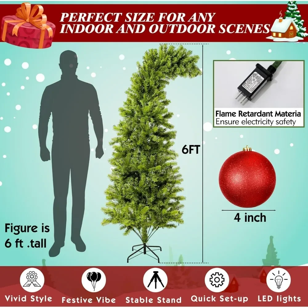 Christmas Tree with Stand LED Lights Red Ball Christmas Tree Deluxe Set Lime Green Plastic Trees