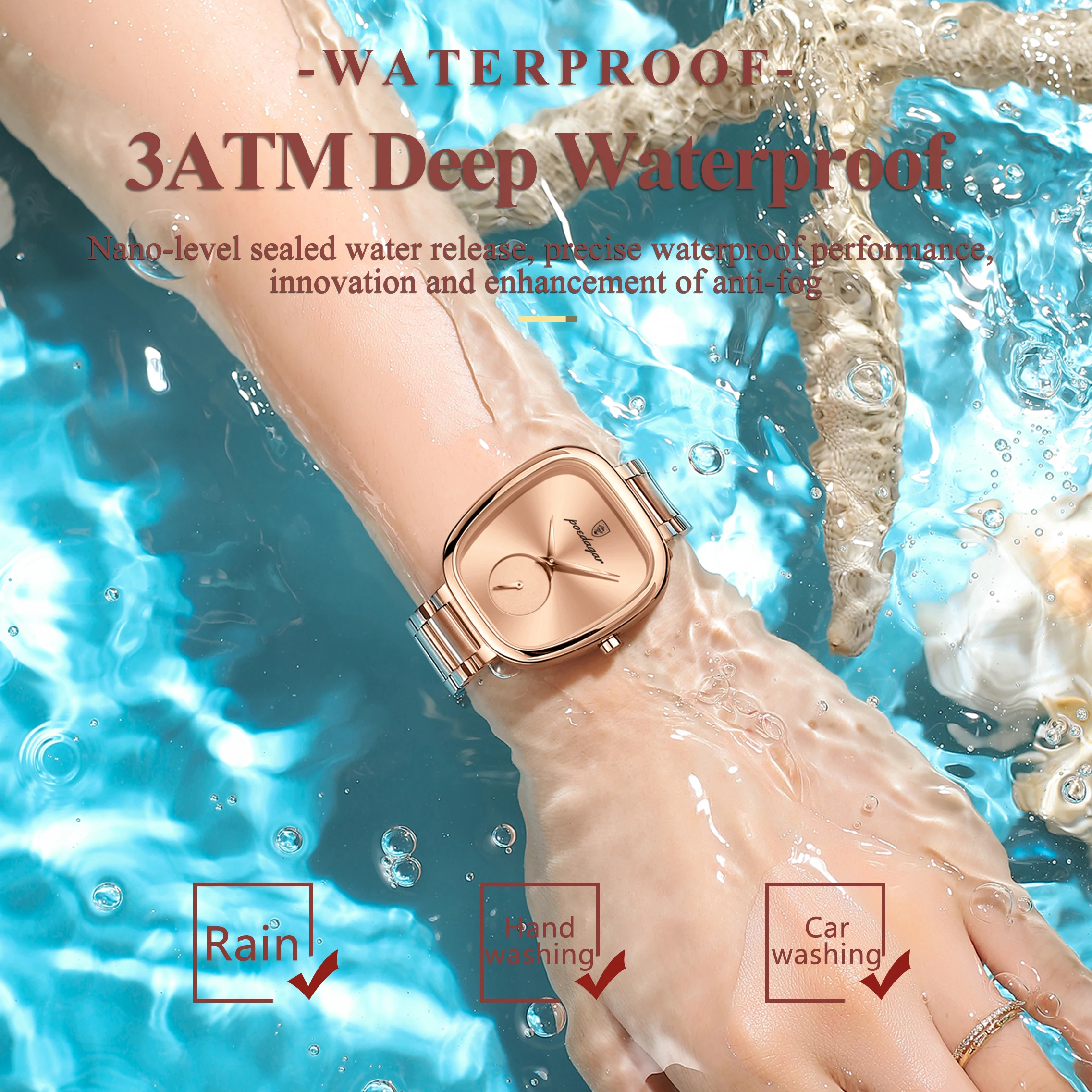 Poedagar Luxe Vrouw Horloge Waterdicht Roestvrij Staal Dames Horloge Mode Quartz Dameshorloges Elegante Eenvoudige Vrouwelijke Klok