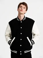 Chaqueta de Color blanco y negro, S-5XL, ropa holgada de gran tamaño, ropa informal de béisbol para hombres y mujeres, abrigo de calle para parejas, chaquetas de lana cálidas
