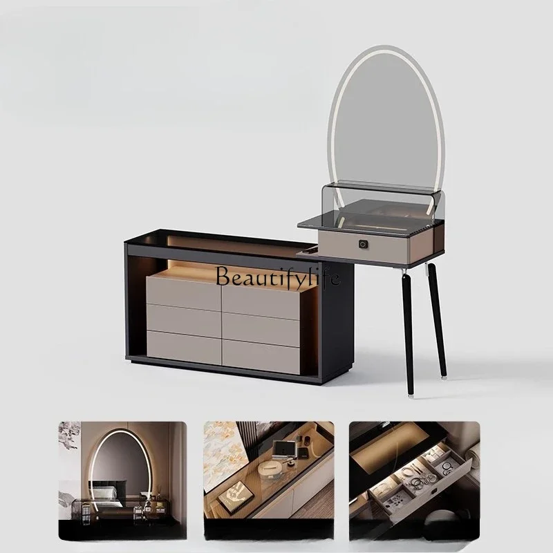 

ls 04Italian minimalist dresser chest cabinet integrated retractable dressing table