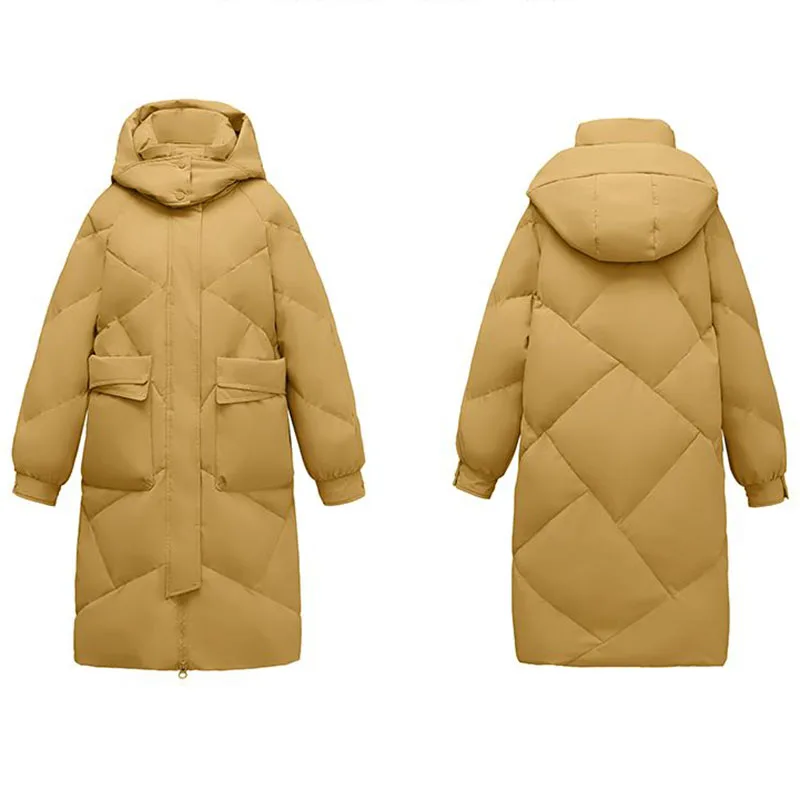 ใหม่สตรีลงเสื้อแจ็คเก็ตยาวที่ถอดออกได้Hooded Parker Overcoatฤดูใบไม้ร่วงฤดูหนาวเสื้อแจ็คเก็ตหญิงสบายๆหิมะสีขาวเป็ดลงCoat