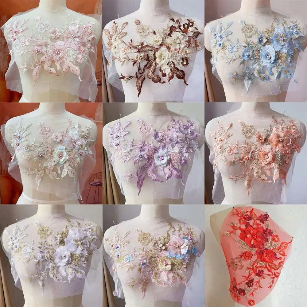 Fashion Elegant Colorful Sequined Embroidery Patches 3D Flower DIY Embroidered Floral Patches Clothing Applique Stage Costumes