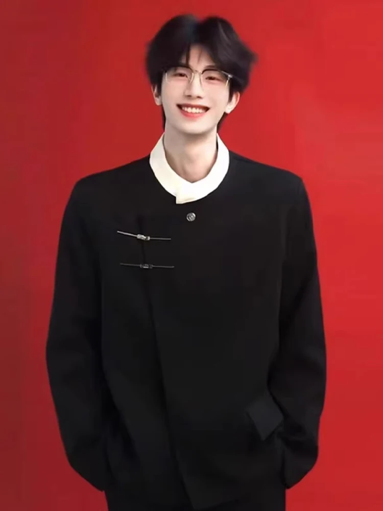 

Bla Wedding Engagement New Chinese Sle Men's Suit Jaet Formal High-End Feeling Zhongan Western Sle Coat for Men