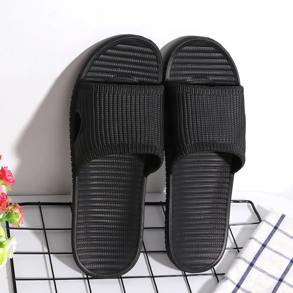 Comfort Soft Shower Stripe Summer Shoes Bathroom Slippers Women\'s Sandals Men\'s Flip-flops