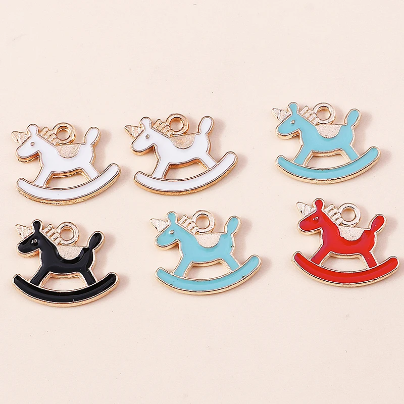 20 Stück 15x12mm Cartoon Tier Charms Emaille Trojanisches Pferd Charms Anhänger für Schmuckherstellung Ohrringe Halsketten DIY Bastelbedarf – Detail 8